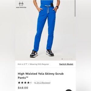 FIGS Yola High-Waisted Skinny Scrub Pant Royal Blue Size M